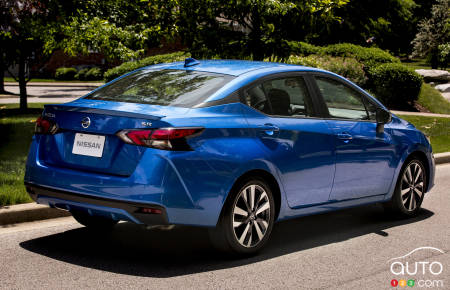 2021 Nissan Versa, three-quarters rear